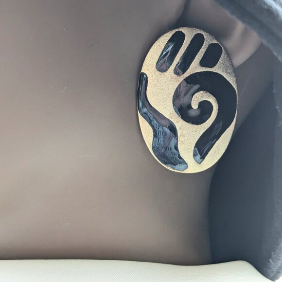 80s Modernist Style Stud Earrings 2" - Picture 2 of 4